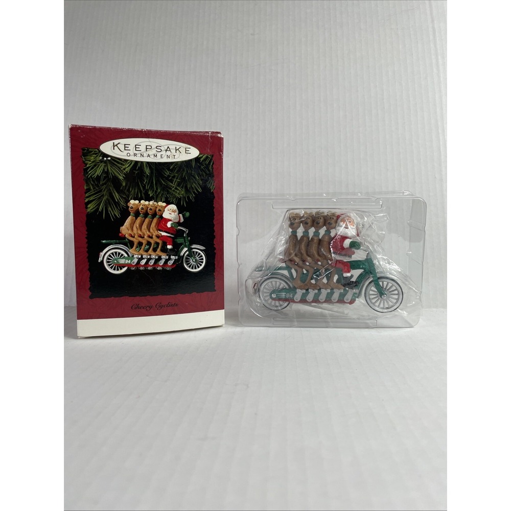 Vintage 1994 Hallmark Keepsake Ornament Cheery Cyclists In Box